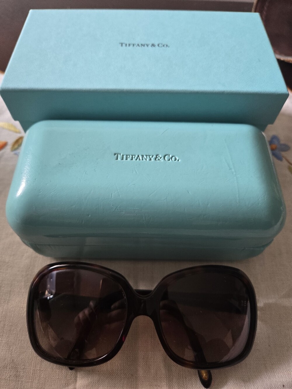 Tiffany & Co. Women's Sunglasses with Tiffany Blue Case - Black/Brown Lenses